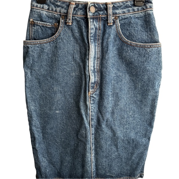 Big John Japanese Denim Skirt Size 9/10 Button Back Vent 100 Cotton - Picture 11 of 16